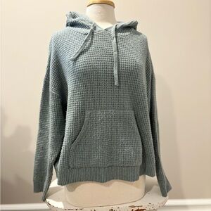 Love Tree Waffle Knit Hoodie - Soft Blue